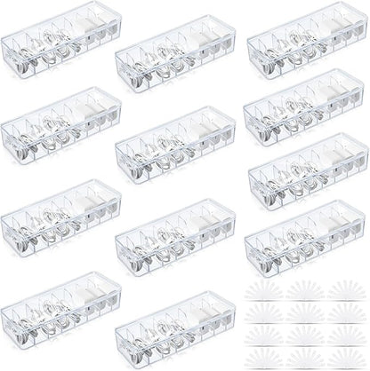 Tatuo 12 Pcs Cable Organizer Box with Wire Ties, Plastic Cord Storage Box with Lid, Electronics Organizer for Home Office Desk Organizers and Accessories (Clear)
