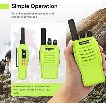 Retevis H-777 Walkie Talkies for Adults, 2 Way Radios Rechargeable Walkie Talkies Long Range, Portable FRS Two-Way Radios, Emergency Alarm LED Flashlight Type C Charger for Family Outdoor Trip(3 Pack)