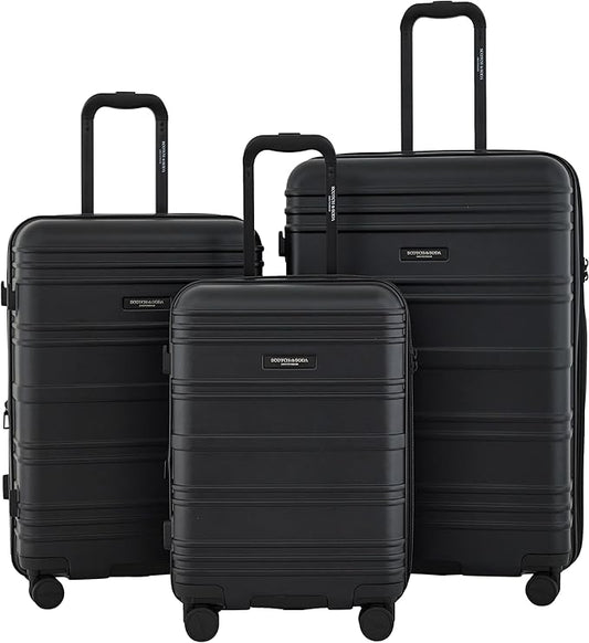 SCOTCH & SODA Rotterdam Expandable Hardside Luggage, Black, 3 Piece Set