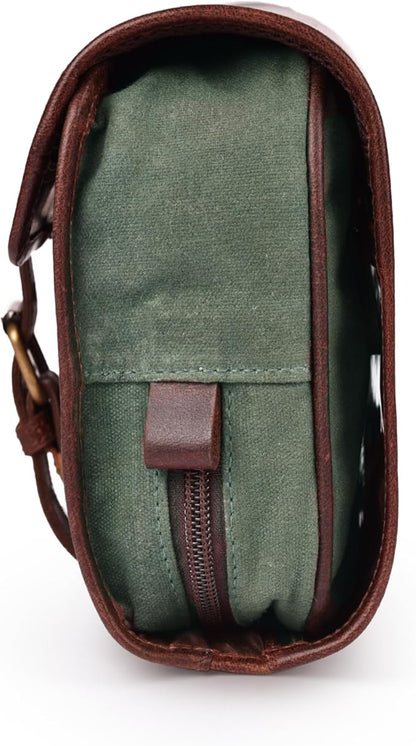 LEATHER VILLAGE Hanging Leather Toiletry Bag for Men – Handcrafted Vintage Premium Travel Dopp Kit with Waterproof Lining, Shaving Organizer and Shower Bathroom Essentials Case - Cherry