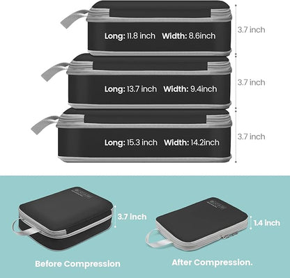 Cambond Compression Packing Cubes for Travel Women - Expandable Travel Bags Luggage Organizers Travel Essentials Compression Cubes for Travel Carry on Suitcases Organizer