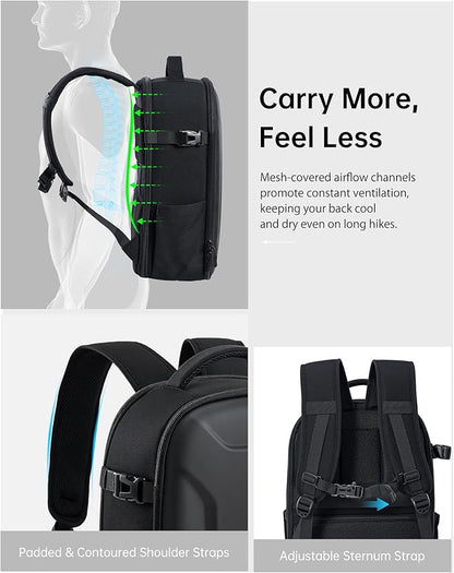 llano 22L Large Hardshell Camera Backpack Case, Camera Bags for Photographers Compatible with DSLR and Mirrorless Cameras,for Sony Canon Nikon Fujifilm with Laptop Compartment,Travel and Outdoor