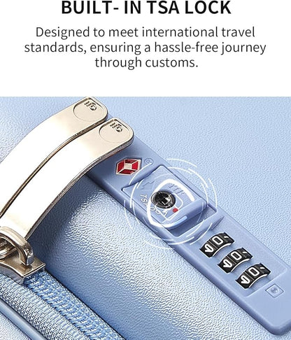 aji Expandable Top Open 24 Inch Checked Luggage with Spinner Wheels, Large Suitcase with TSA Lock, Hardside Travel Luggage Suitcases for Men Women, for 14+Days Travel, Blueberry Blue