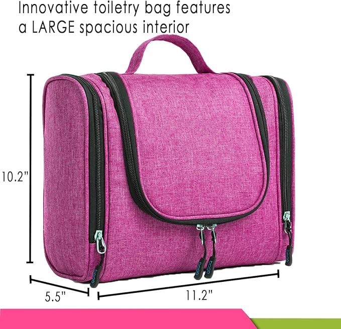 Bago Travel Toiletry Bag for Women and Men X-Large Waterproof Hanging Large Toiletry Bag for Bathroom and Travel Bag for Toiletries Organizer - Makeup Bag (SnowPink)