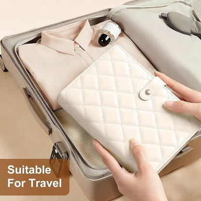 Jewelry Travel Case, Jewelry Organize Storage Book Ring Binder with Clear Zipper Velvet Jewelry Pouches Bags for Rings, Necklace, Earrings, Cream White
