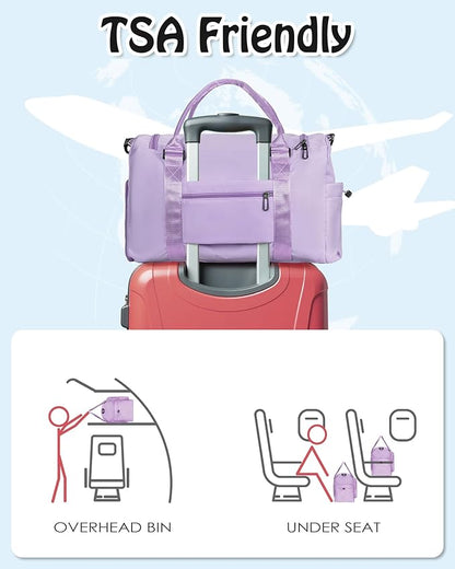 Gifts Teen Girl Gift, Initial Travel Duffle Bag, Duffel Bags, Personalized Weekender bags, Lilac purple-E