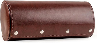 MR.OKAY 3 Watch Travel Case- Classic Leather Watch Case With Superb Texture.Portable Watch Roll Or Organizer For Storage And Display. Men's Great Gift For Traveling, 100% Handmade by Artisans.
