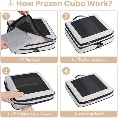 8 Set/6 Set/4 Set Compression Packing Cubes for Travel, Lightweight Vacation Travel Essentials, Travel Accessories for Suitcase Organizer Bags Set, Durable Luggage Organizer