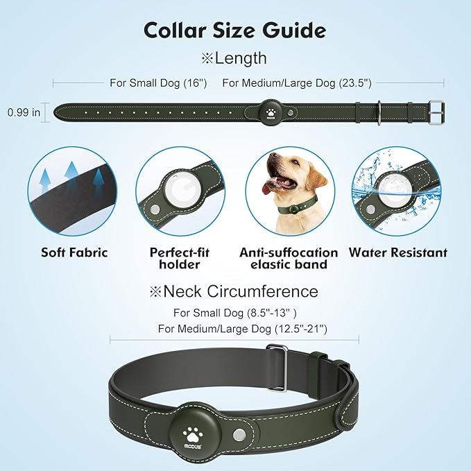 GPS Tracker for Dogs&Cats, 2 in 1 Pet Tracking Smart Collar (Only iOS), No Monthly Fee GPS Tracker Dog Collar, Real-time Location Comfortable PU Tracker for Small, Medium Large Dogs(Locator Included)