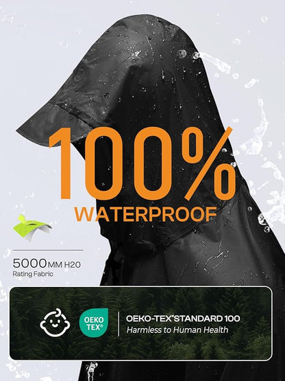 SaphiRose Hooded Rain Poncho Waterproof Raincoat Jacket for Men Women Adults