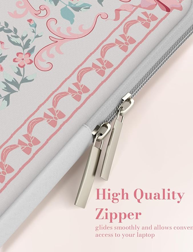 iCasso Laptop Sleeve 13 inch for MacBook Air 13-13.6 inch,Cute Laptop case for MacBook Pro 13 inch 14 inch, Slim Protective Travel Carrying Case Sleeve for 14 inch Chromebook, HP, Retro Bow Pink