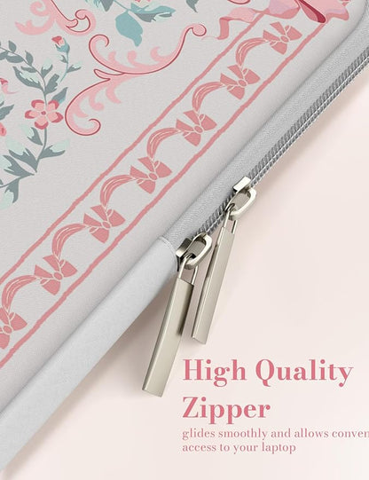 iCasso Laptop Sleeve 13 inch for MacBook Air 13-13.6 inch,Cute Laptop case for MacBook Pro 13 inch 14 inch, Slim Protective Travel Carrying Case Sleeve for 14 inch Chromebook, HP, Retro Bow Pink