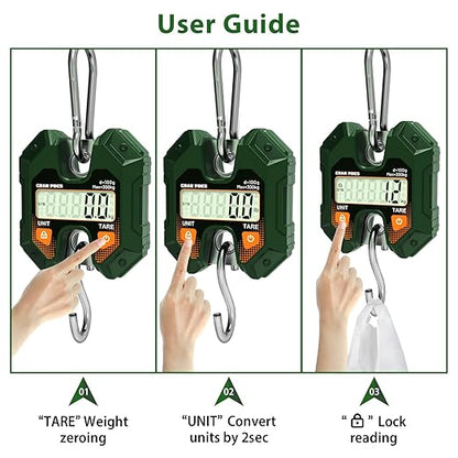 Digital Hanging Scale 660LB/300KG,Handheld Mini Crane Scale,Deer Hunting Scales,Digital Luggage Scale with Hooks for Farm，Fishing, Fish, Meat，Game,Outdoor.