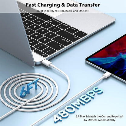 iPhone Charger Fast Charging, 40W Dual USB C Wall Charger Apple MFi Certified Dual USB-C Port Power Adapter with 2Pack 6FT USB-C to Lightning Cable for iPhone 14 Plus/13/12/11/XS/XR/X/iPad Wall Block
