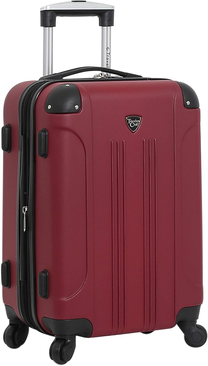 Travelers Club Chicago Hardside Expandable Spinner Luggage, Rhubarb, 20" Carry-On