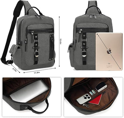 Vintage Messenger Bag, Canvas Backpack for Travel, Men's Shoulder Bag, Dual-use Bag for Hand Carry and Crossbody Carry