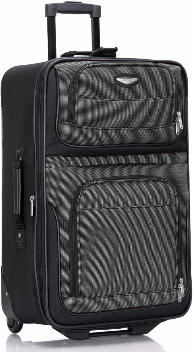 Travel Select Amsterdam Softside Expandable Luggage with Rolling Wheels, Gray, 25-Inch Medium