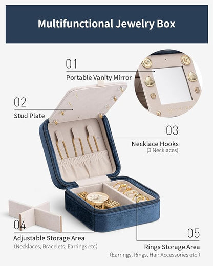 Vlando Graduation Gifts for Her, Graduation Travel Gifts for Women, 2025 Graduation Gifts Travel Accessories for Girls, Graduation Travel Essentials Small Jewelry Box - Letter O, Dark Blue