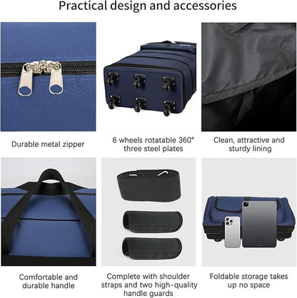 130L Expandable Luggage, 40 Inch Suitcase with Wheels, Collapsible Luggage with Wheels, Rolling Duffle Bag with wheels,Foldable Suitcase with2Handle Wrap 2Fixing Straps 1Shoulder Strap (Blue)