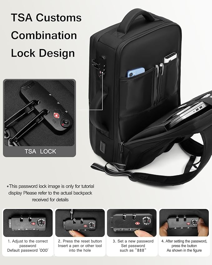 70L Vacuum Backpack Travel with Pump, Charging Port and TSA Lock, Expandable Vacuum Seal Compression Travel Backpack for 19" Laptop, Airline Approved