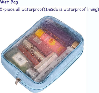 TSA Approved 5-Piece Diaper Bag Organizer Pouch Set Clear Waterproof TPU Kids Toiletry Storage Set Travel Packing Clutch Cube Bags for Baby Nursing
