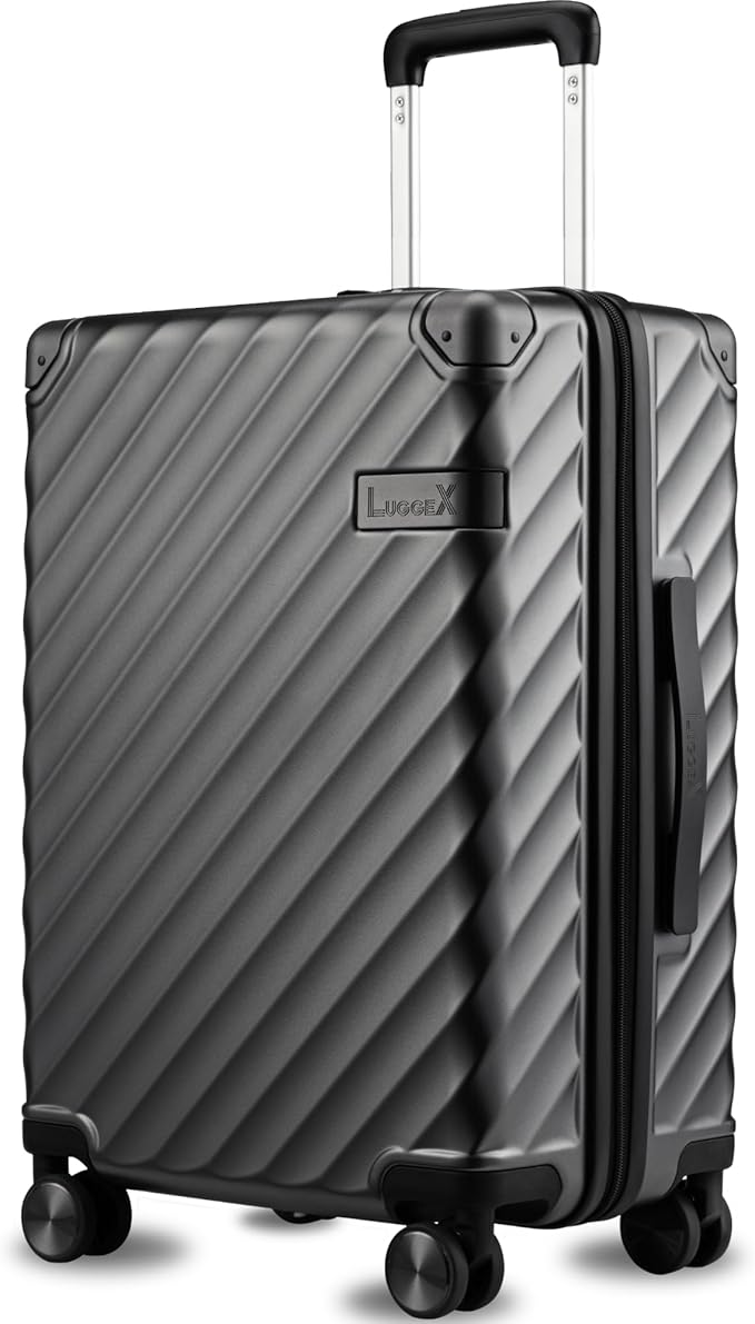 Carry On Luggage for Airplanes, KVC Polycarbonate Hard Shell Suitcase for Travelling (EX-Core, Charcoal Metallic, 21 Inch, 48L)