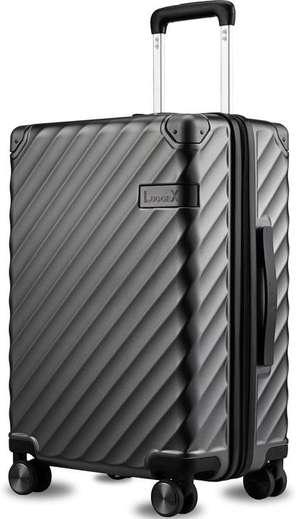 Carry On Luggage for Airplanes, KVC Polycarbonate Hard Shell Suitcase for Travelling (EX-Core, Charcoal Metallic, 21 Inch, 48L)