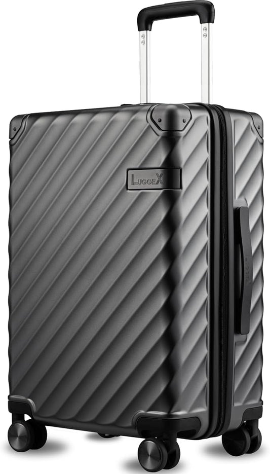 Carry On Luggage for Airplanes, KVC Polycarbonate Hard Shell Suitcase for Travelling (EX-Core, Charcoal Metallic, 21 Inch, 48L)