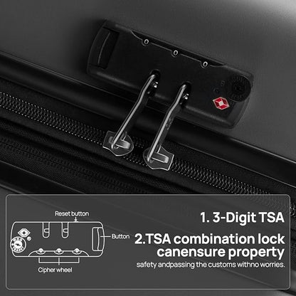 NINETYGO Medium Checked Luggage 24 Inch, Checking In Luggage with Smooth Spinner Wheels, Expandable, Hard Shell PC+ABS Suitcase, Lightweight Travel Luggage, TSA Approved (Black, Andes)