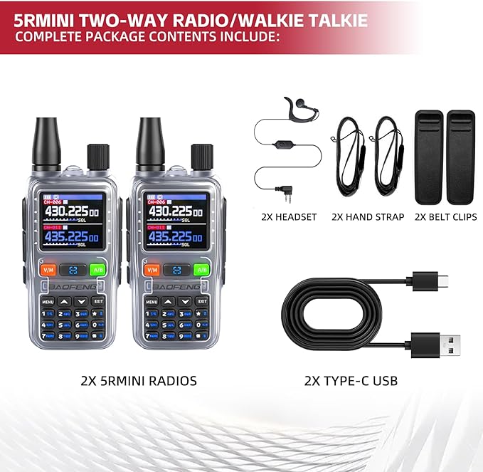 BAOFENG UV5RMINI Two Way Radio NOAA Weather Radio Dual PTT 999CH Survival Radio APP Programming Copy Frequency Ham Radio