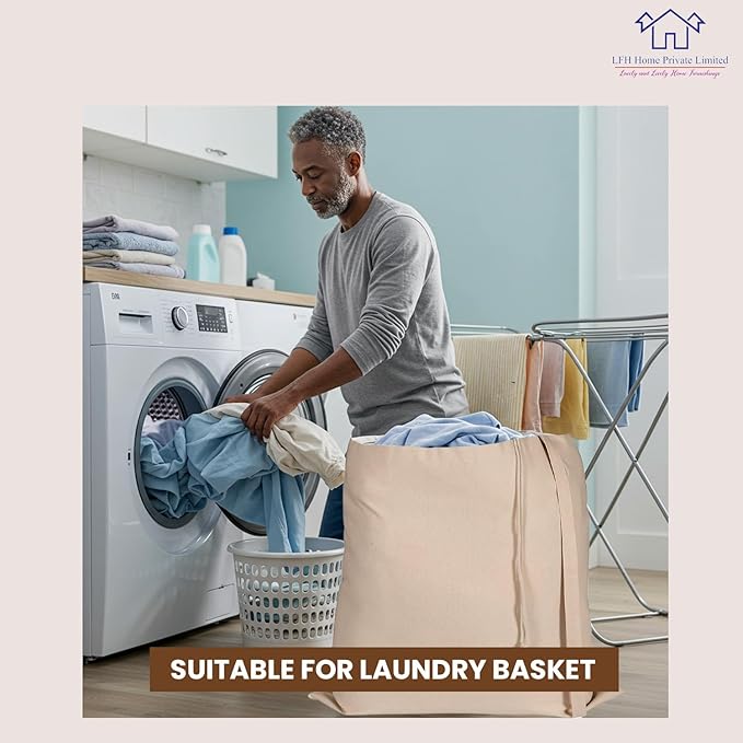 LFH Home Cotton Canvas Extra Large Laundry Bag with Handle, Heavy Duty Drawstring Closure Washable Laundry Bags, School Travel, Home, Hotel, College Dorm, Organizer Sack, 28x40-Natural, Thanks Giving