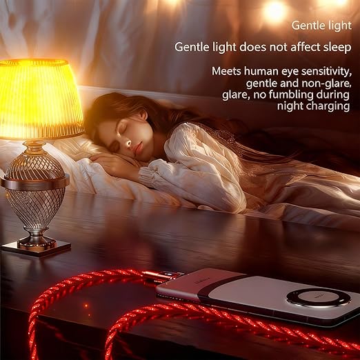 USB Cable PD Fast Charger Lighted Up(USB 6IN1 Starry Red) Mobile Phone Data Cable,Fast Charging Cable,TPE Material,Compatible with Almost All Devices.