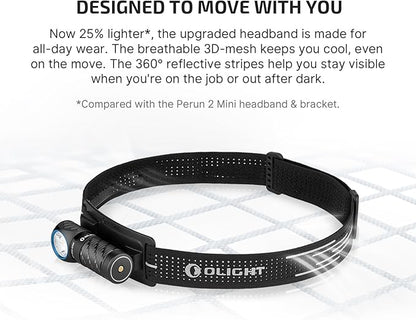 OLIGHT Perun 3 Mini Headlamp 920 Lumens LED Head Flashlight,Rechargeable Headlight with Red Light Option,Perfect for Working, Hiking, Camping and Climbing(Neutral White (4000K~5000K), Black)