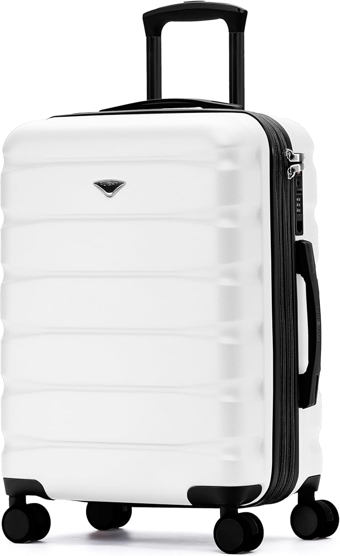Flight Knight 24x16x10 Expandable Carry On Suitcase Hardside TSA Lock USB C Lightweight Luggage Silent Double Spinner Wheels Maximum Overhead Carry-On Bag For Virgin & South West Approved Airlines