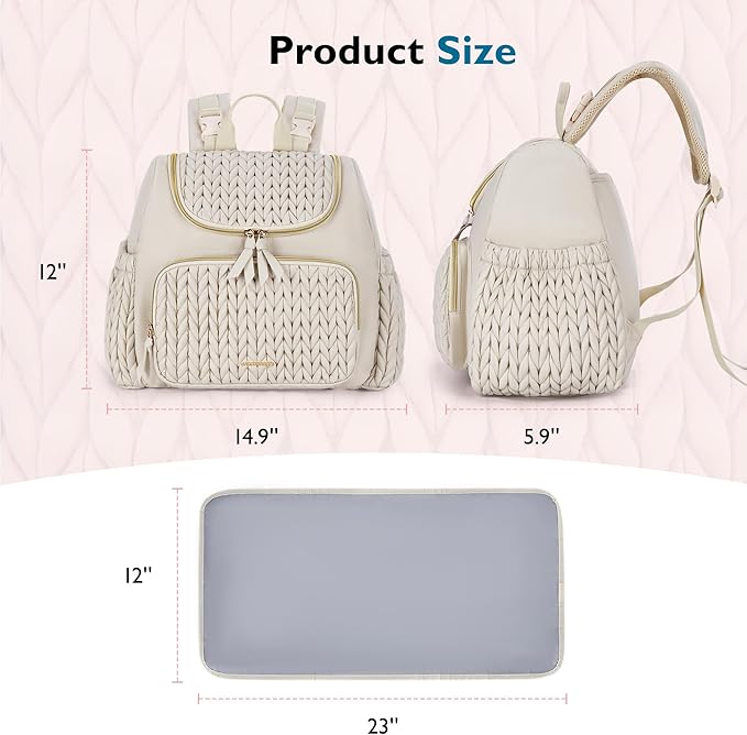mommore Diaper Bag Small Diaper Backpack Stylish Toddler Baby Mini Maternity Bags Travel Backpacks with Insulated Pockets, Changing Pad, Stroller Straps