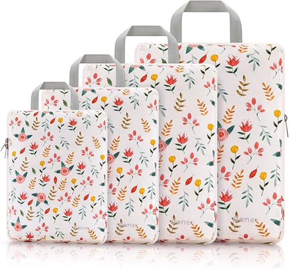 Gonex Compression Packing Cubes, 3pcs/4pcs Expandable Storage Travel Luggage Bags Organizers