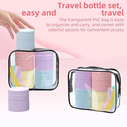 Pack of 4 Travel Bottles, Silicone Refillable Portable Container for Easy Transport in Luggage Bags and Carry Ons Travel Esse