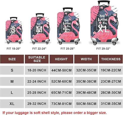 WUJIAONIAO Travel Luggage Cover Baggage Suitcase Cover Protector Skins 18-32 Inch (Vintage Flamingo, S (for 18-20 inch luggage))