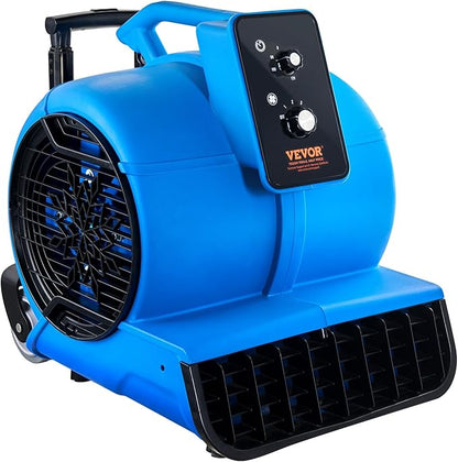 VEVOR Floor Blower, 1560 RPM 4000 CFM, Air Mover for Drying and Cooling, Portable Carpet Dryer Fan with 3 Blowing Angles, Timer, 3-Speeds Adjustment, for Janitorial, Home, Commercial Use