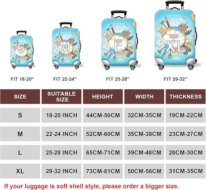 WUJIAONIAO Travel Luggage Cover Baggage Suitcase Cover Protector Skins 18-32 Inch (ocean, S (for 18-20 inch luggage))