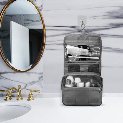 Large Capacity Travel Toiletry Bag with Hanging Hook for Men and Women Waterproof Travel Bathroom Storage Bag for Brushes Set,Mens Bathroom Bag Accessories-Black