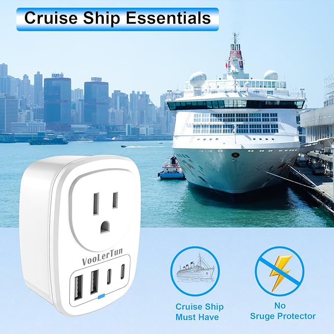 Multi Plug Outlet Extender 2 Packs, Outlet Plug Adapter, American Type B Plug Adapter with 1 Electrical Outlets, 4 USB Charger Ports (2 USB C), for School, Travel, Office, Home Essentials