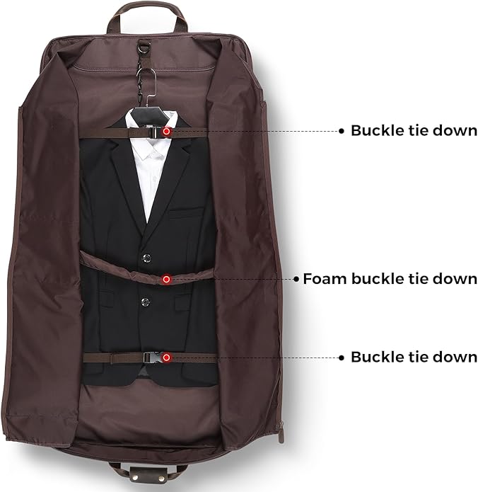 Polare Waxed Canvas Full Grain Leather Trim Garment Carry on Bag for Business Travel, Waterproof Hanging Suit Luggage Bag Wrinkle-Free Suit Cover with YKK Zipper and Shoulder Strap