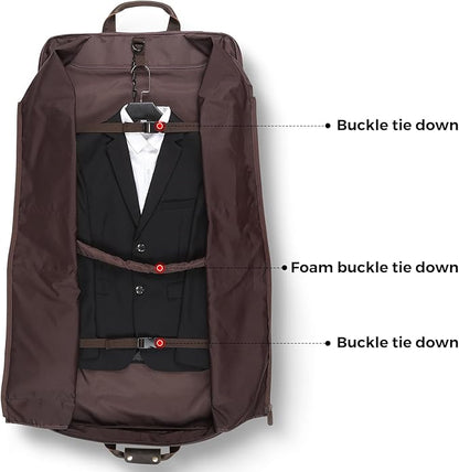 Polare Waxed Canvas Full Grain Leather Trim Garment Carry on Bag for Business Travel, Waterproof Hanging Suit Luggage Bag Wrinkle-Free Suit Cover with YKK Zipper and Shoulder Strap