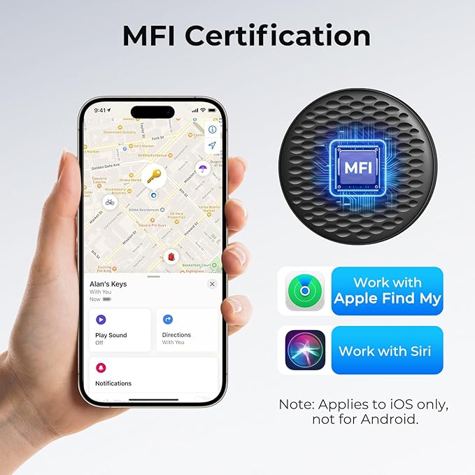 Air Tracker Tags-2 Pack, Bluetooth Tracker for Apple Find My (iOS Only), Smart Tracking Tag with 100dB Sound and Replaceable Battery, Key Finder Item Locator for Luggage Keys Wallet Backpack (Medium)