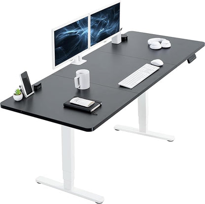 VIVO Electric 71 x 30 in Dual Motor Sit Stand Desk, Memory Height Adjustment, 2B Series, Black Top White Frame, DESK-KIT-2W7B