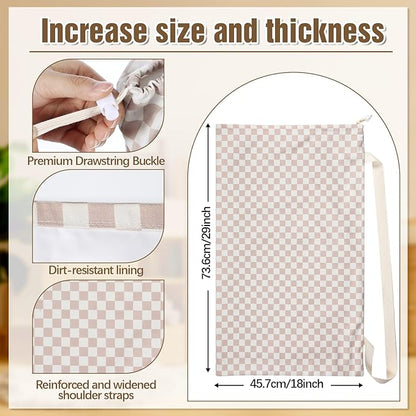 Large Laundry Bag 29" x 18" Double Layer Thickened Clothes Bag with Liner, Drawstring Closure Adjustable Strap, Machine Washable Laundry Sack for College Dorm Travel Apartment Camping