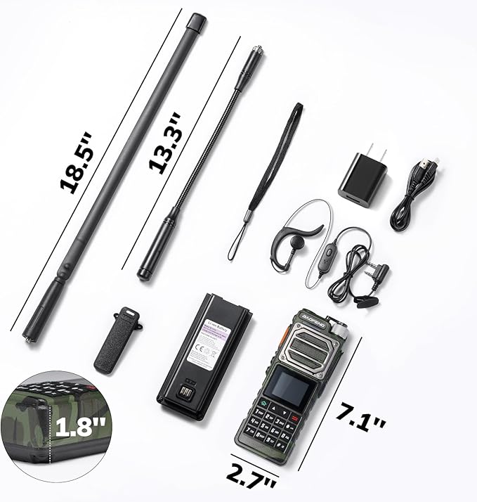 BAOFENG UV-25 10W Dual Band Two Way Radio, Tri-Power Tactical Ham Radio Handheld Walkie Talkie for Adults, UV FM Aviation NOAA Receiver, 5200mAh Battery USB-C Port, 999CH, Chirp Compatible, Camo Green
