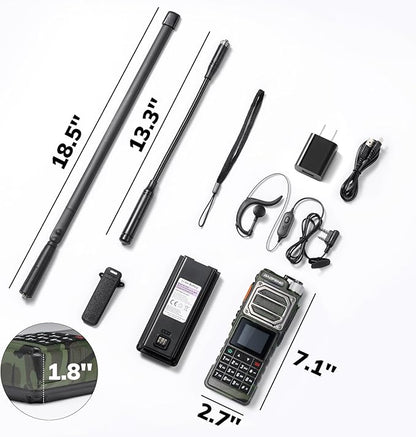 BAOFENG UV-25 10W Dual Band Two Way Radio, Tri-Power Tactical Ham Radio Handheld Walkie Talkie for Adults, UV FM Aviation NOAA Receiver, 5200mAh Battery USB-C Port, 999CH, Chirp Compatible, Camo Green