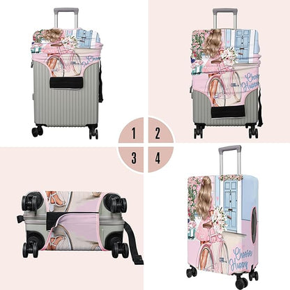 Travel Luggage Cover Suitcase Protector Fits 18-32 Inch Wheel Covers PatternedTravel Related Items Flower Luggage Protector Elastic XL